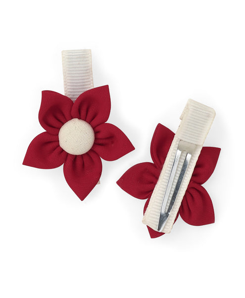 Flower Alligator Clip Set - White & Red