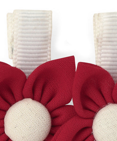 Flower Alligator Clip Set - White & Red