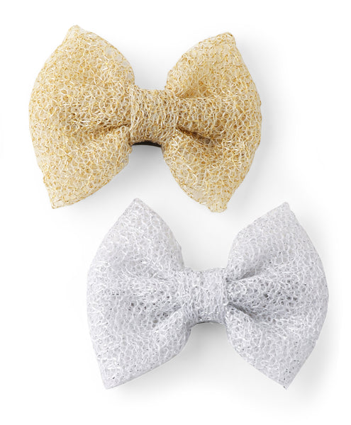 Festive Bow Alligator Clips - Golden & Silver