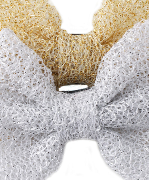 Festive Bow Alligator Clips - Golden & Silver