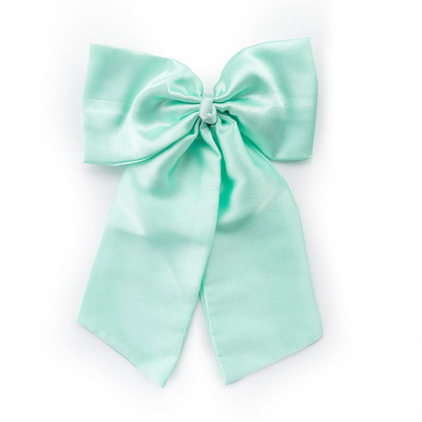 Oversized Satin Sailor Bow Alligator Clip- Light Blue