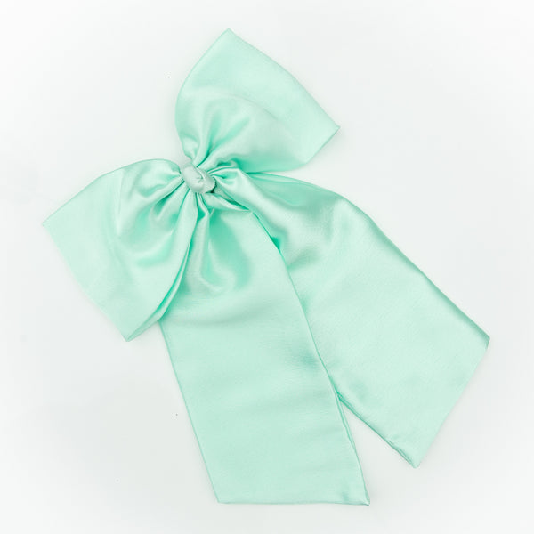 Oversized Satin Sailor Bow Alligator Clip- Light Blue
