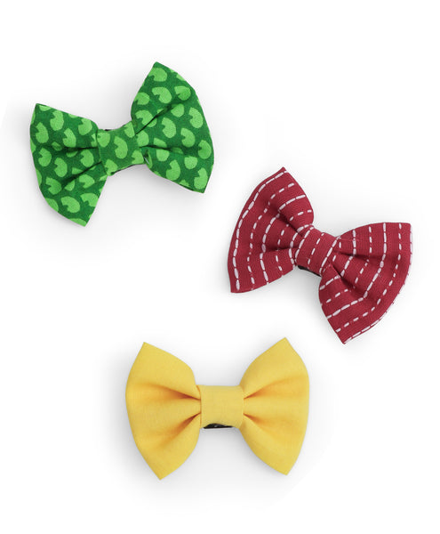 Mini Bow Alligator Clips - Red, Yellow & Green
