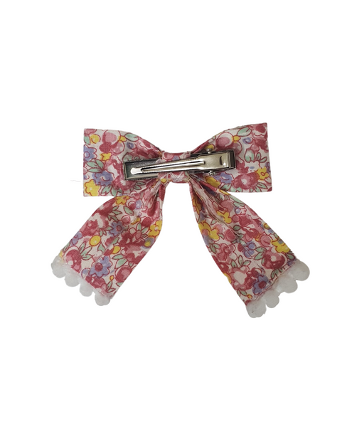 Floral Bow Alligator Clip - Light Pink