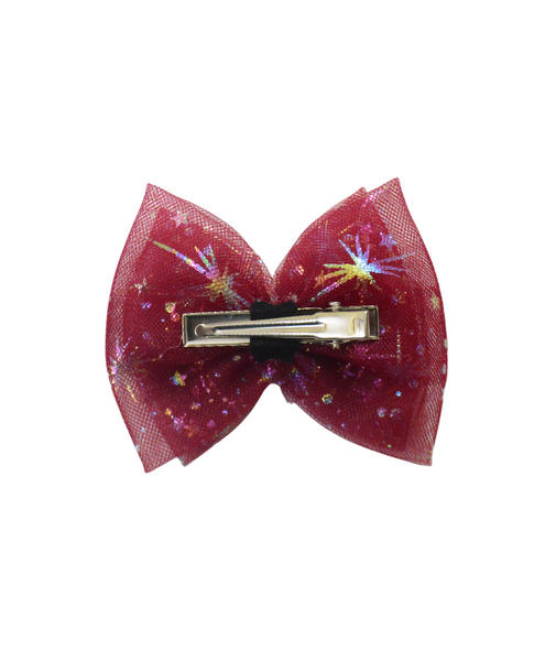 Double Bow Heart Applique Alligator Clip (Pick Your Color)