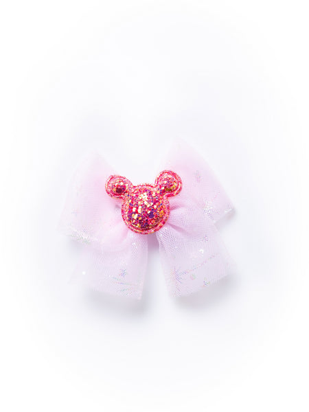 Kids Tulle Bow Alligator Hair Clip- Light Pink