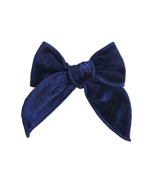Velvet Knot Bow Alligator Hair Clip - Dark Blue