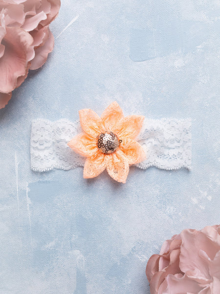 Big Flower Headband- Peach