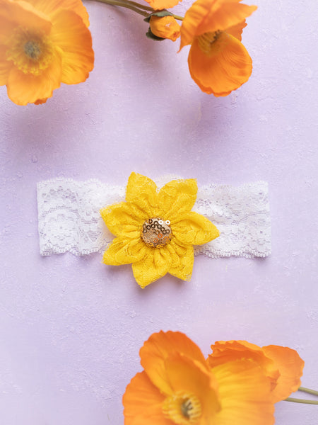 Big Flower Headband- Yellow