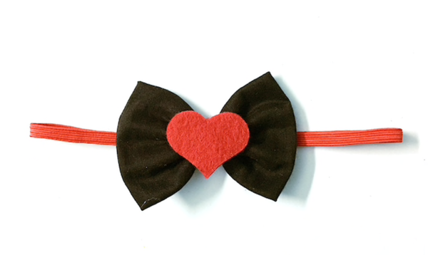 Heart Bow Head Band - Black