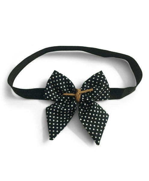 Polka Dots Sailor Bow Hairband - Black