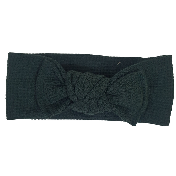 Waffle Fabric Kids Headwrap- Dark Green