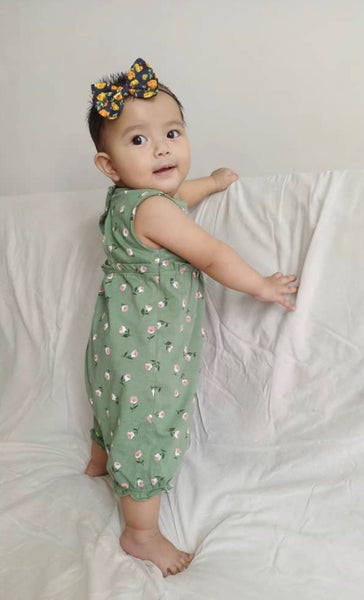 Floral Bow Headband Set - Yellow