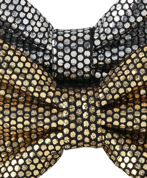Leather Bow Headband Set - Golden & Silver