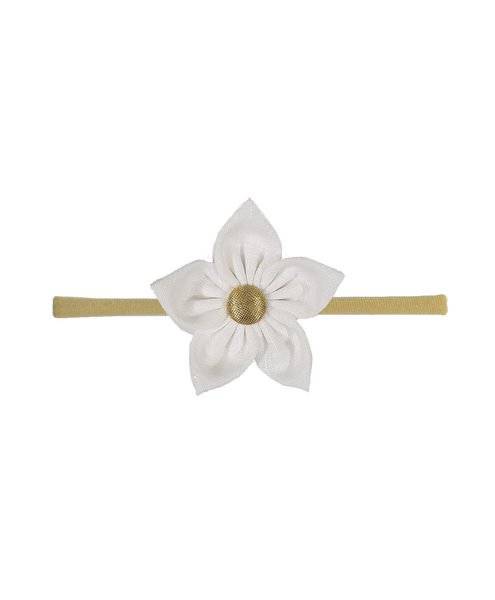 Flower & Bow Headband Set - White & Golden