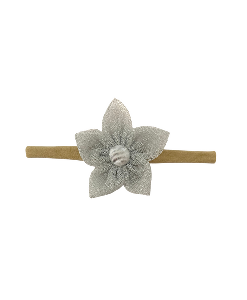 Flower & Bow Headband Set - Light Pink, Silver & Black