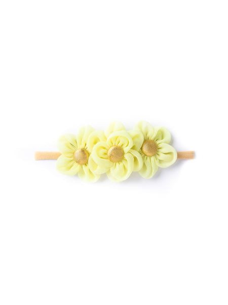 Chiffon Four Flower Headband - Neon Green