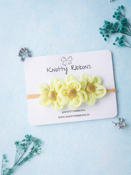 Chiffon Four Flower Headband - Neon Green