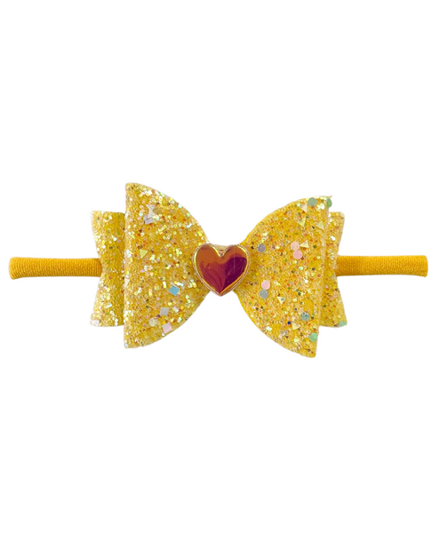 Glitter Bow Baby Headband with Heart (4 Colors Available)