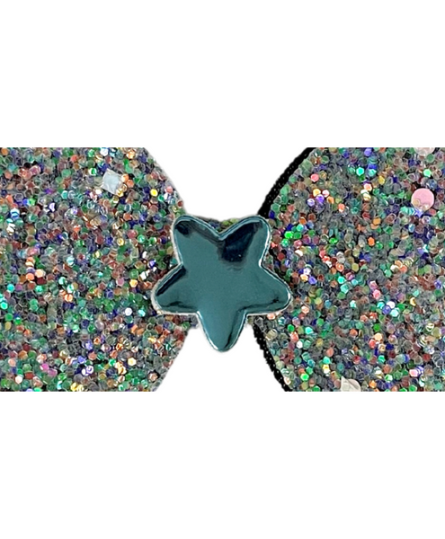 Glitter Bow Baby Headband with Star- Gray
