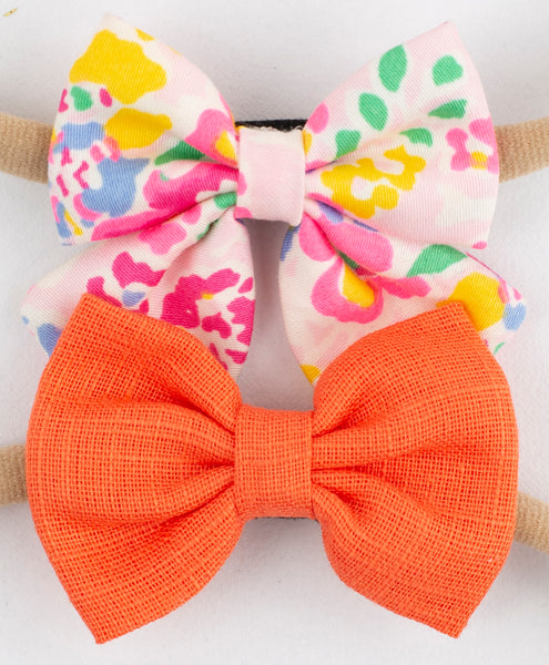 Petite Floral Headband Set- Orange