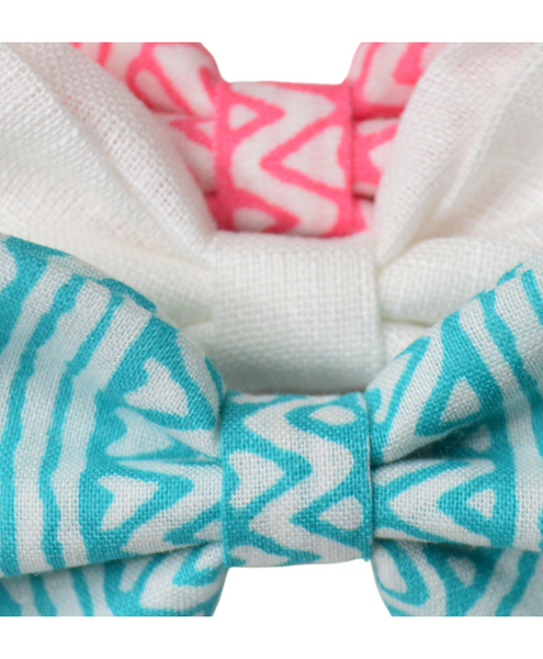 Striped School & Classic Bow Headband Set - Red, White & Blue